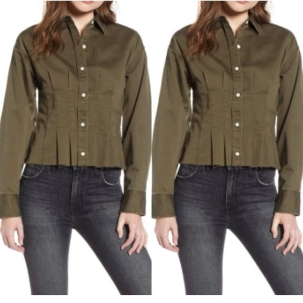 CURRENT ELLIOT | The tells button down shirt in rural green | size 1